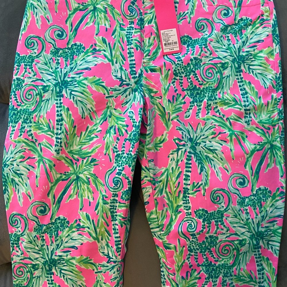 Lilly Pulitzer Capris, Size 12, Pink w/Green Monkeys & Palms